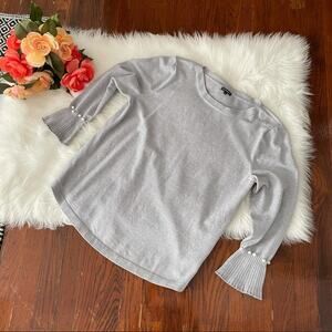 Lightweight Grey Sweater Top Pearl Detail Women's size large